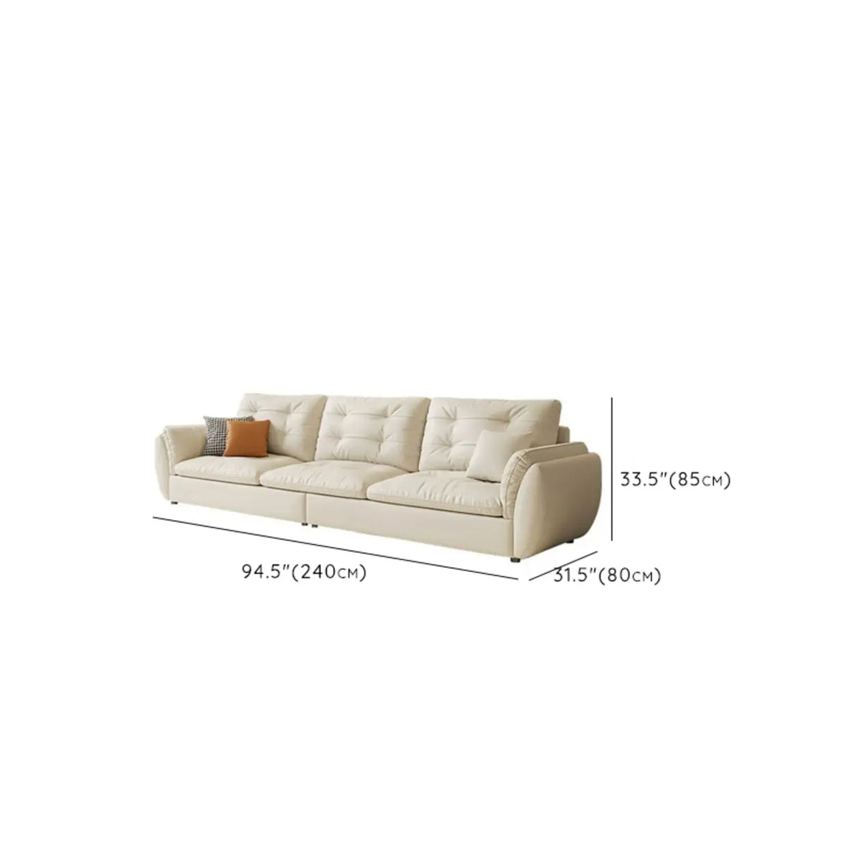 Beige Scratch Resistant Pillow Back Sofa with Ottoman Image - 27