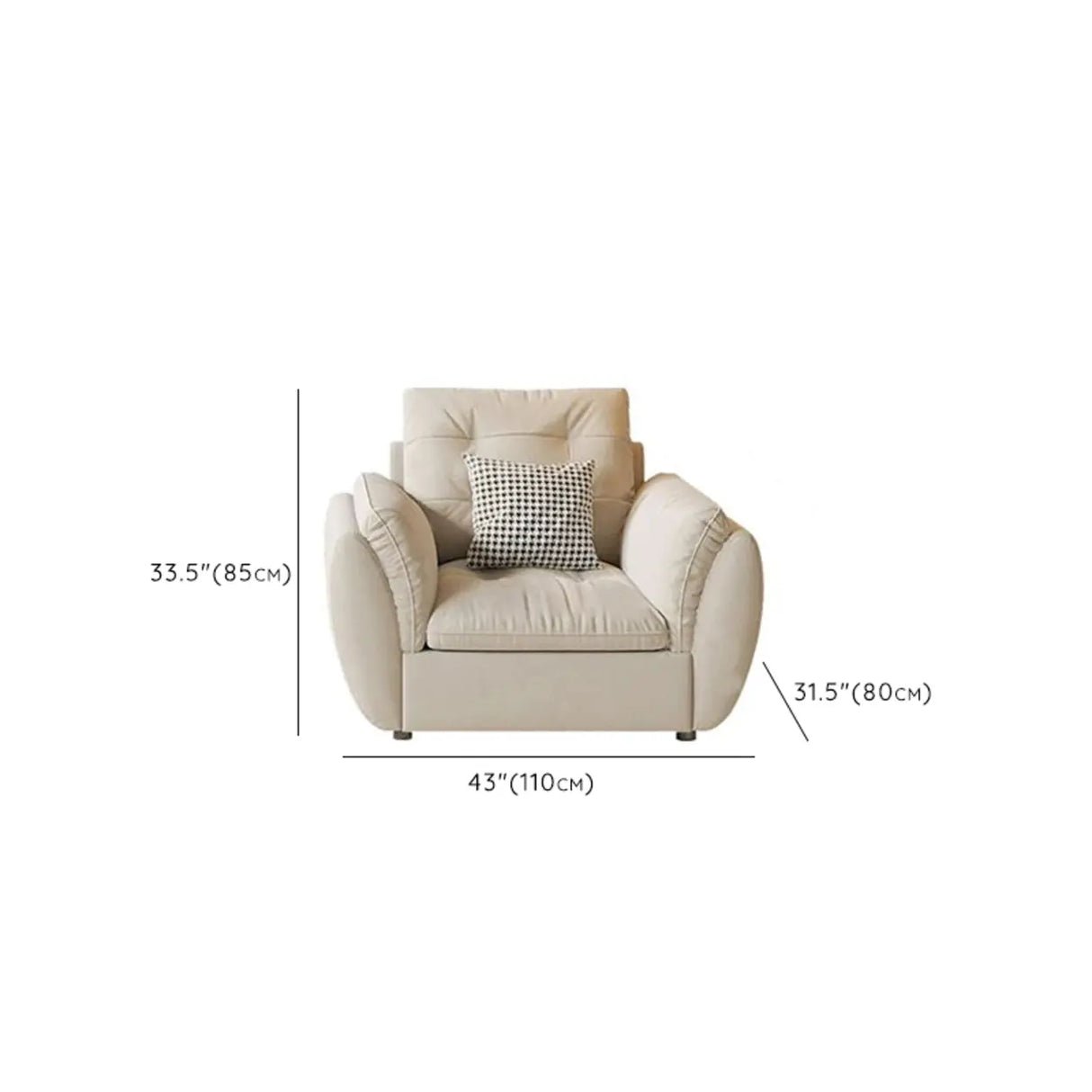 Beige Scratch Resistant Pillow Back Sofa with Ottoman Image - 39