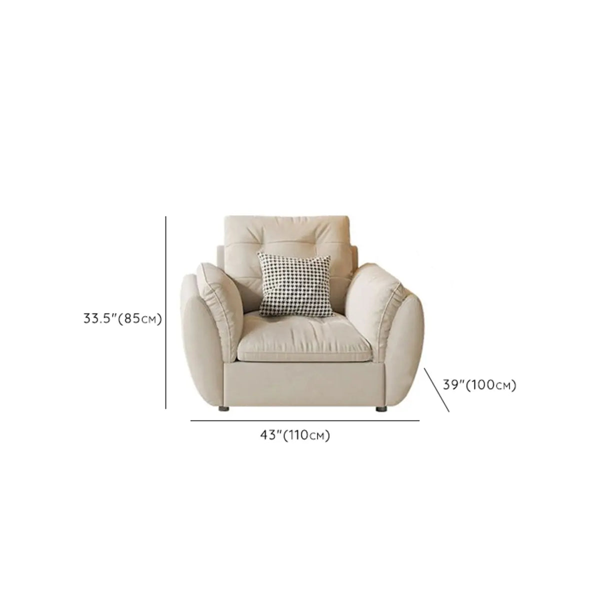 Beige Scratch Resistant Pillow Back Sofa with Ottoman Image - 40