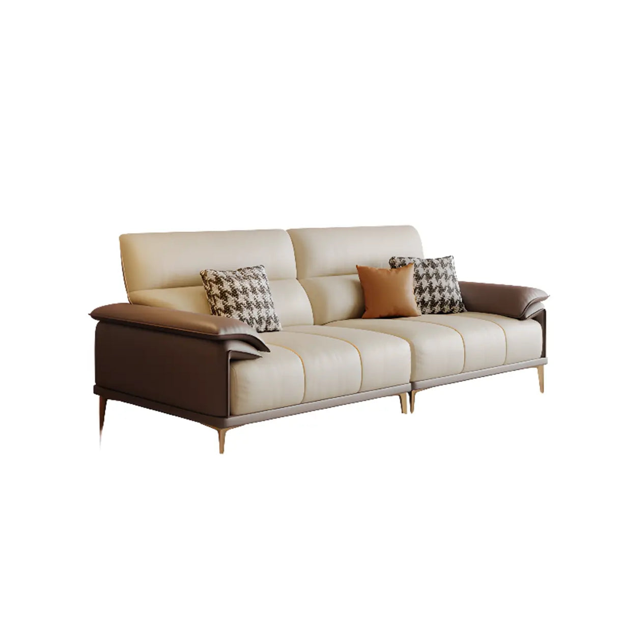 Beige Scratch Resistant Wood Frame Sofa with Arms Image - 2