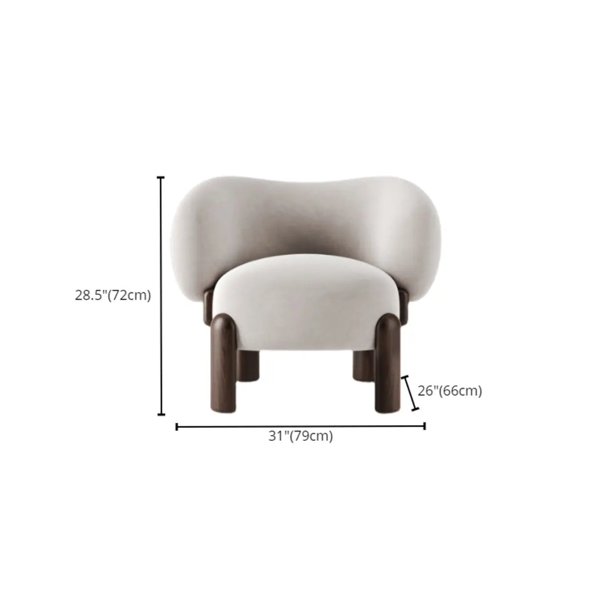 Beige Sherpa Curved Back Sloped Arms Accent Chair