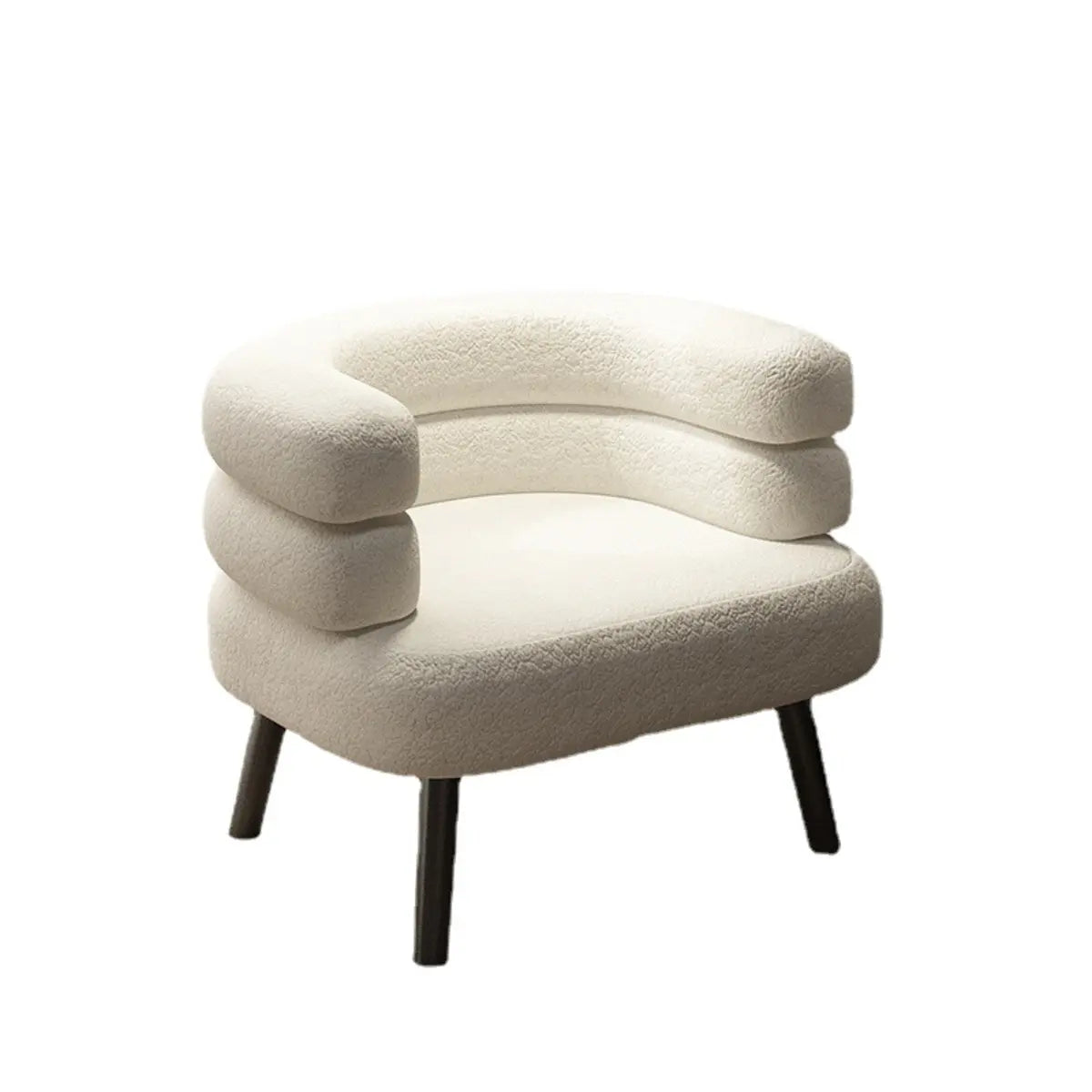Beige Sherpa Fabric Curved Back Accent Chair with Arms Image - 5