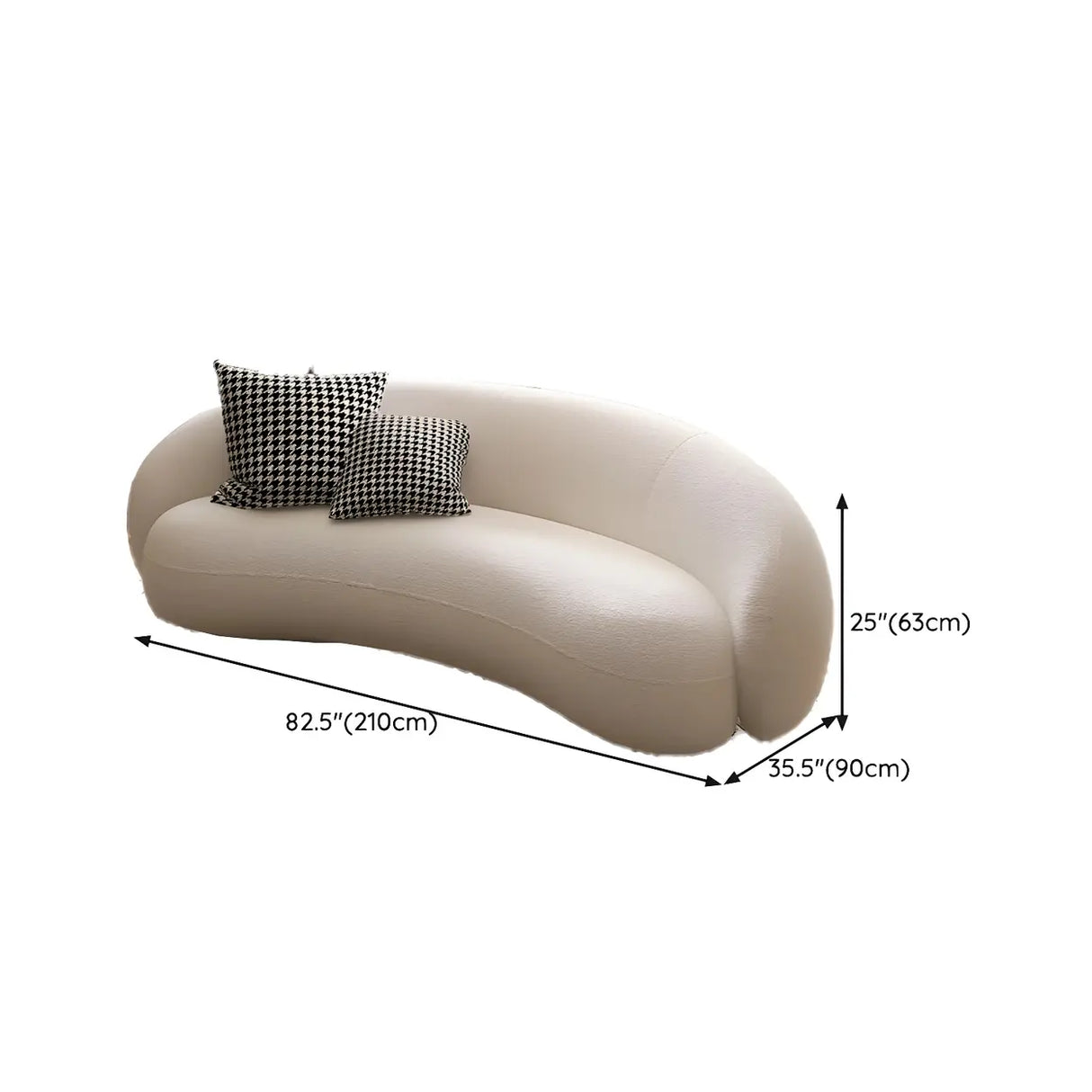 Beige Sherpa Fabric Pillow Memory Foam Seat Fill Sofa Image - 18