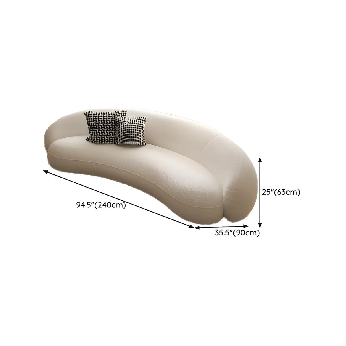 Beige Sherpa Fabric Pillow Memory Foam Seat Fill Sofa Image - 19