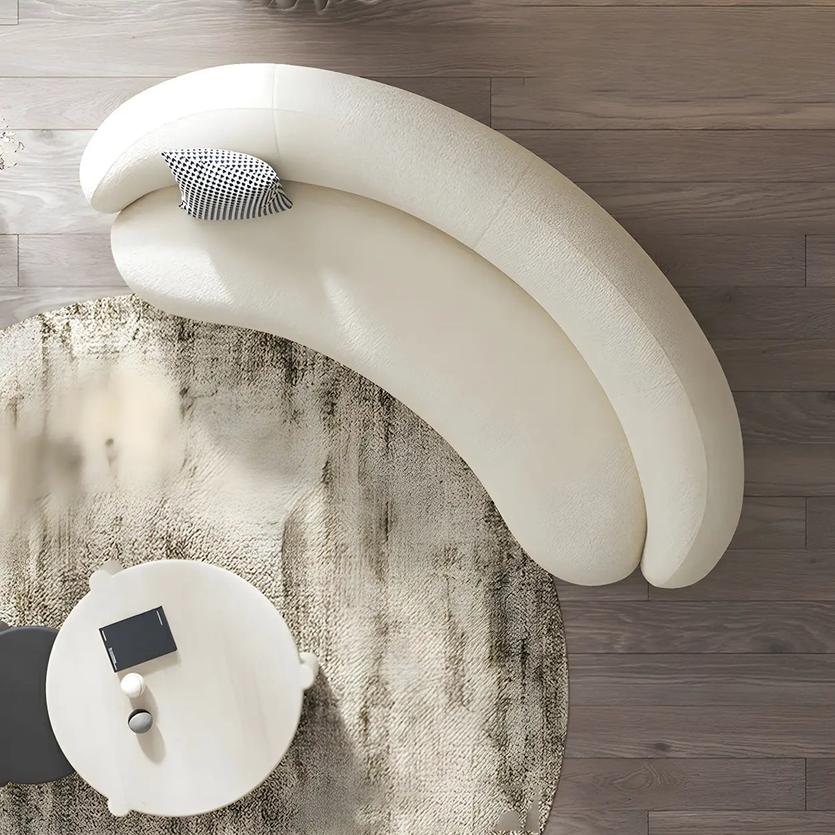 Beige Sherpa Fabric Pillow Memory Foam Seat Fill Sofa Image - 8