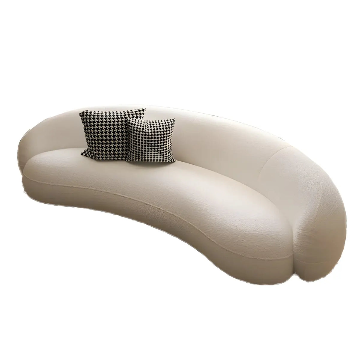 Beige Sherpa Fabric Pillow Memory Foam Seat Fill Sofa Image - 9