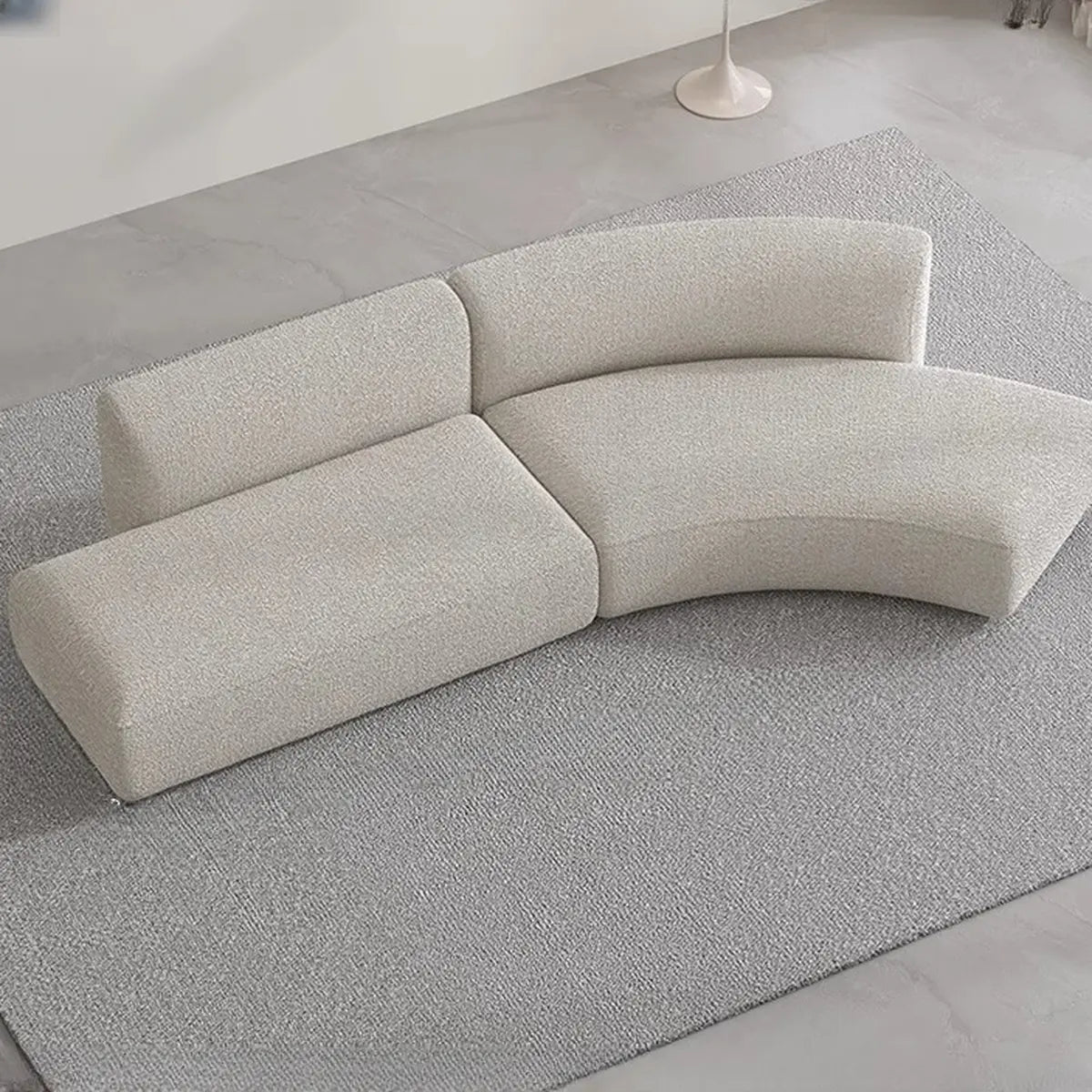 Beige Sherpa Tight Back Curved Right Corner Sectional Image - 2