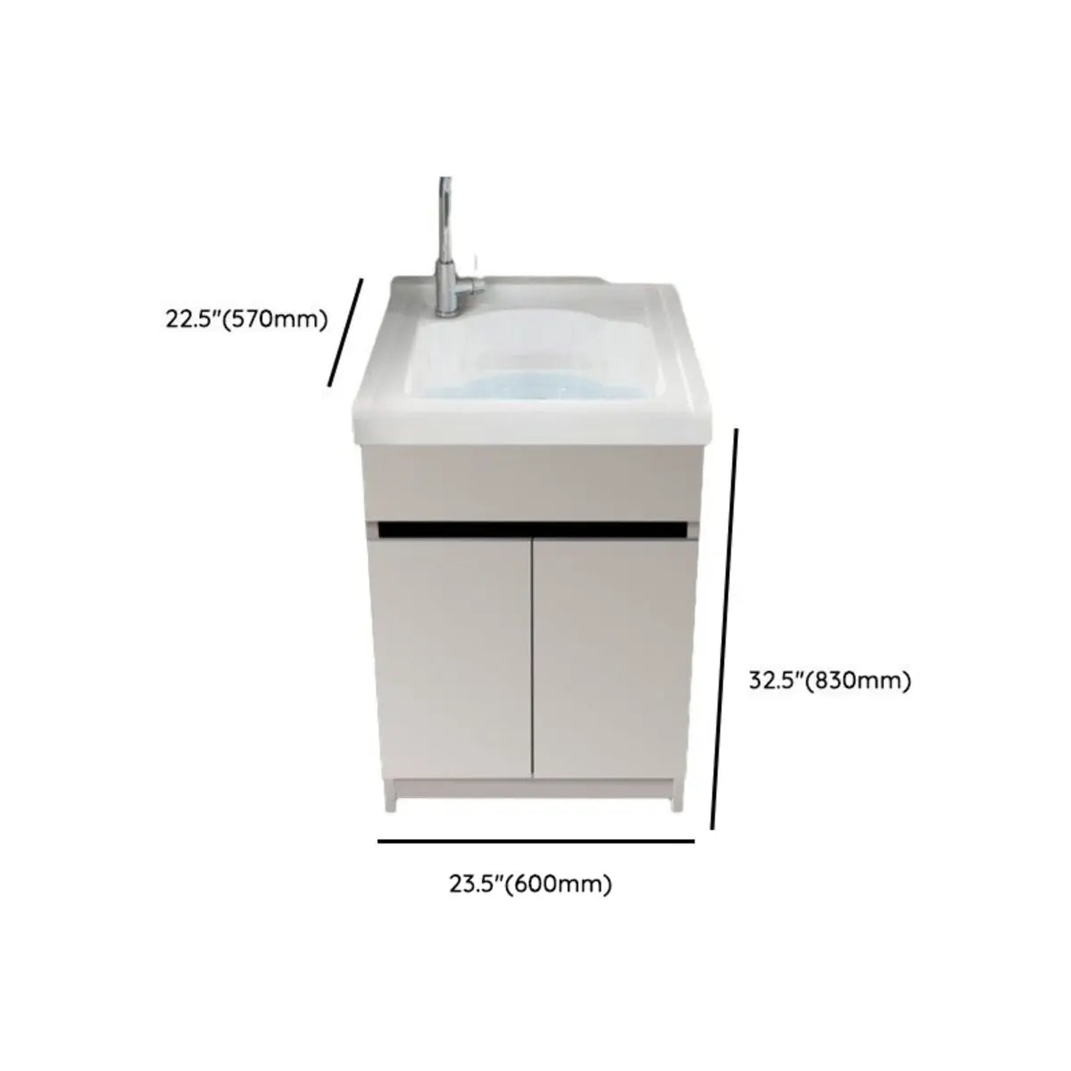 Beige Sink Stone Bathroom Vanity with Basin and Shelves