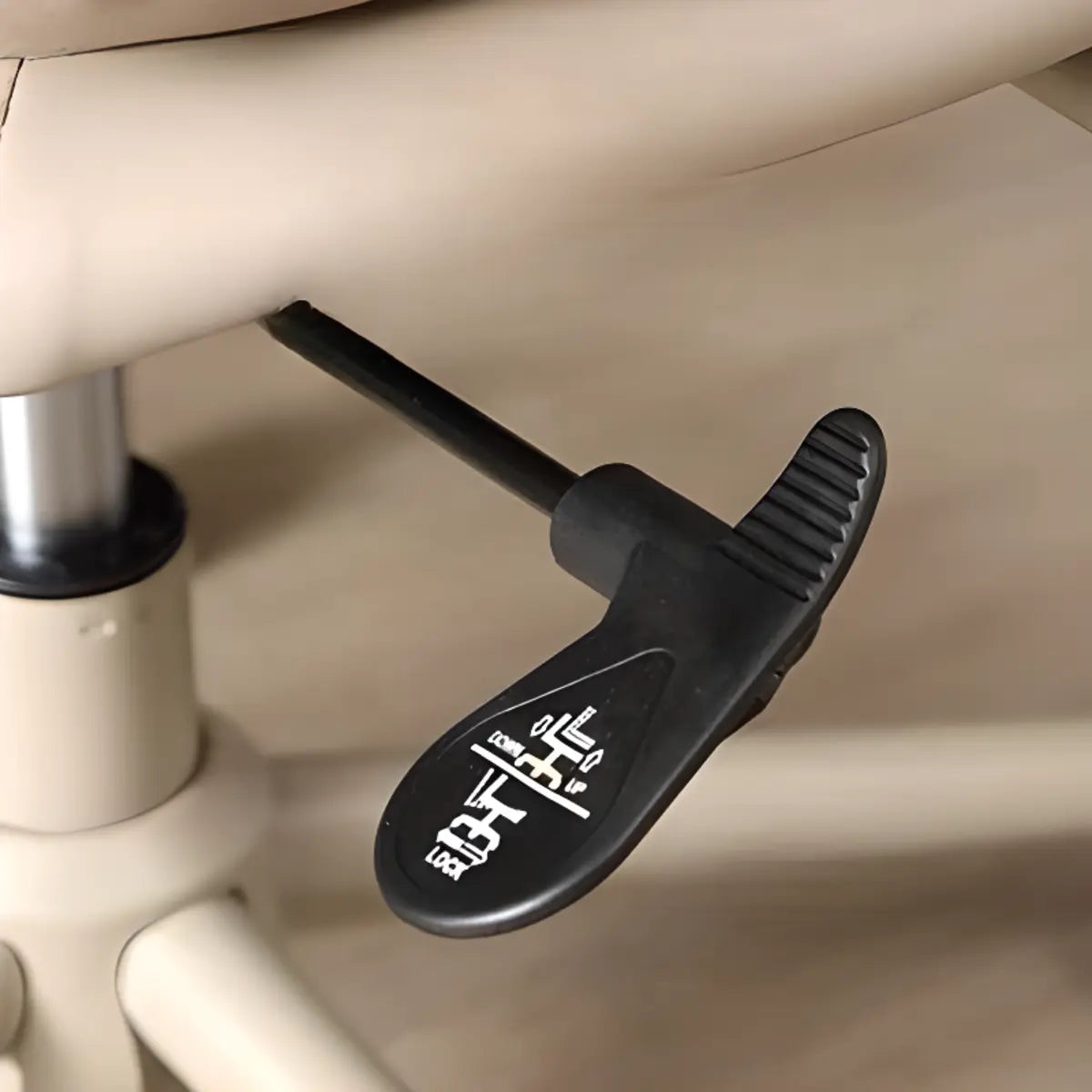 Beige Swivel Ergonomic Leather Office Chair with Wheels Image - 11