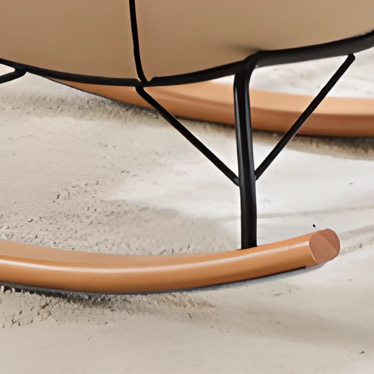 Beige Upholstered Flared Arm Wood Leg Rocking Chair Image - 6