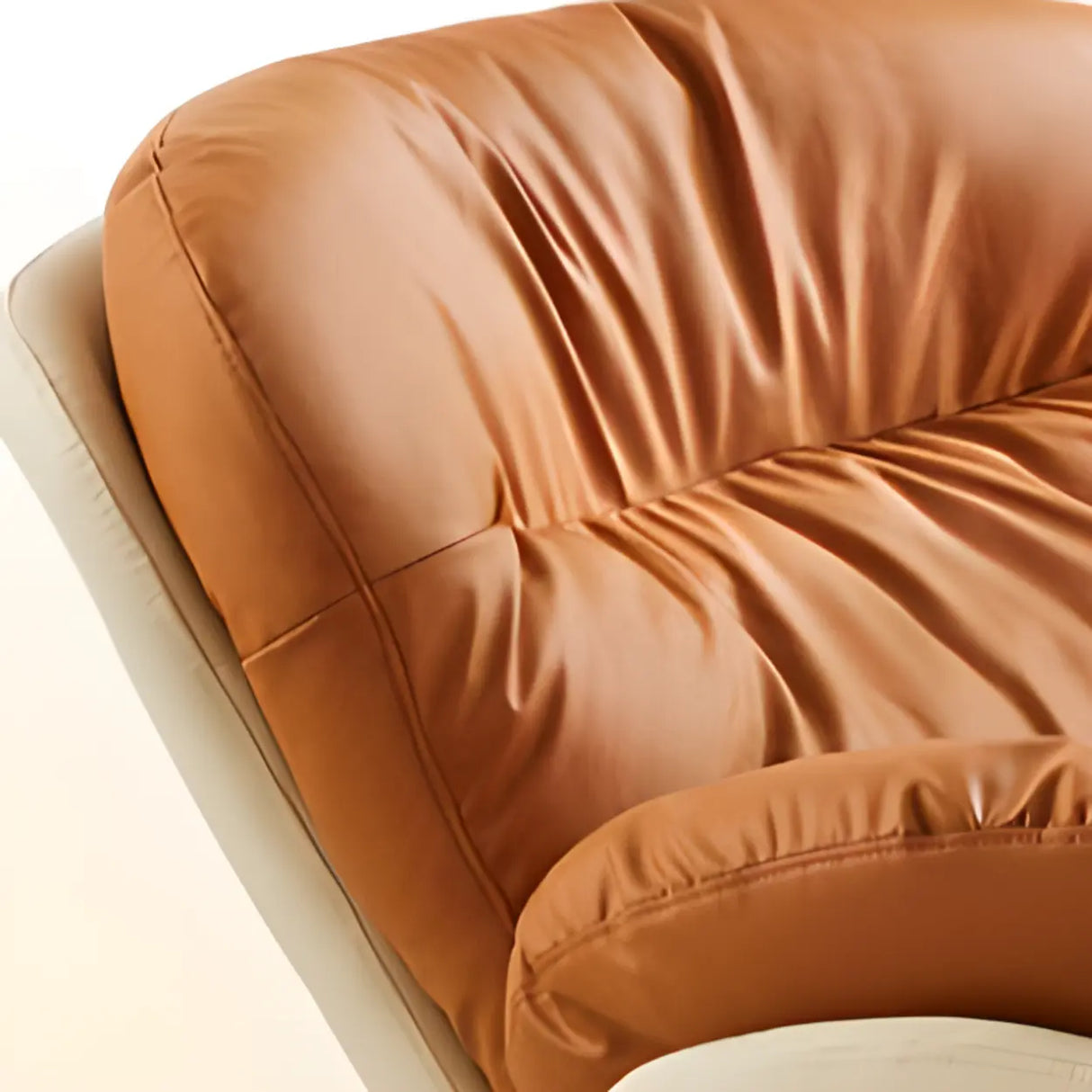 Beige Upholstered Flared Arm Wood Leg Rocking Chair Image - 7