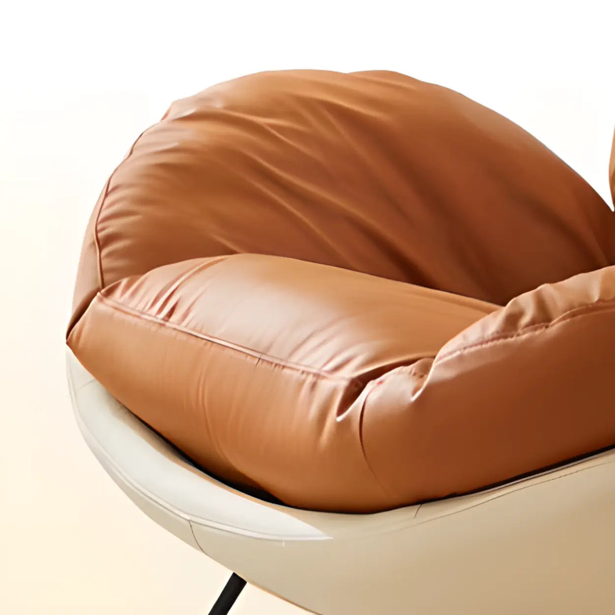 Beige Upholstered Flared Arm Wood Leg Rocking Chair Image - 8