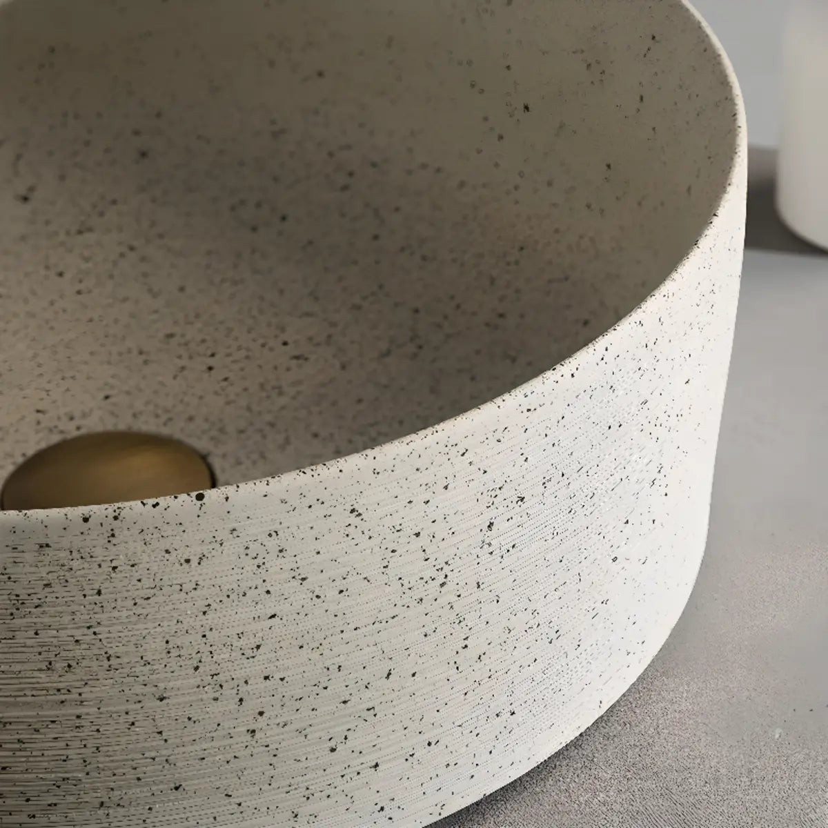 Beige Vitreous China Circular Vessel Sinks with Faucet Image - 7