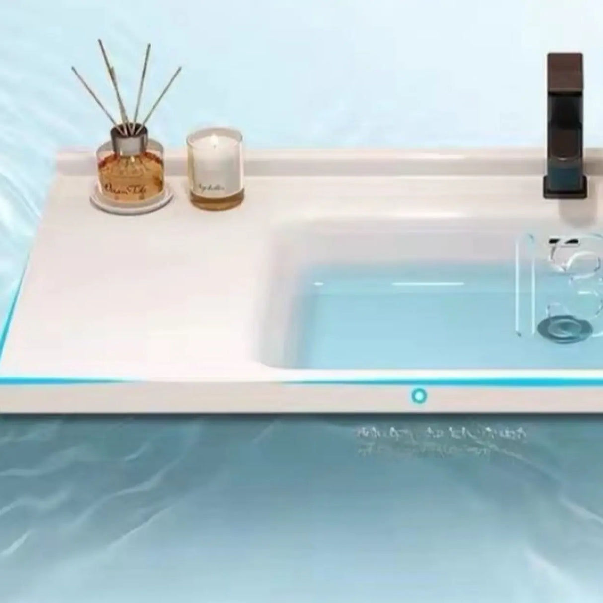 Beige Wall Mounted Sink Storage Bathroom Vanity with Drawers Image - 3