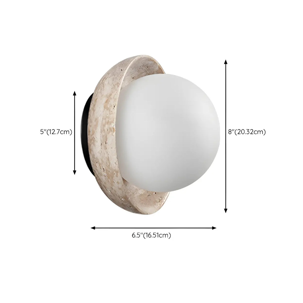 Beige Waterproof Modern Round Stone Outdoor Wall Lamp