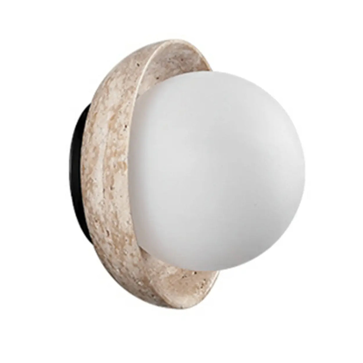 Beige Waterproof Modern Round Stone Outdoor Wall Lamp Image - 5