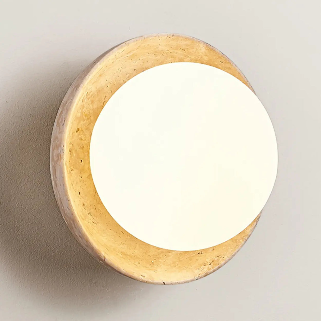 Beige Waterproof Modern Round Stone Outdoor Wall Lamp Image - 6