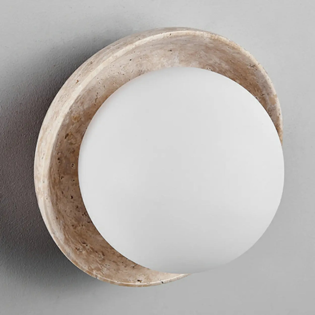 Beige Waterproof Modern Round Stone Outdoor Wall Lamp Image - 8