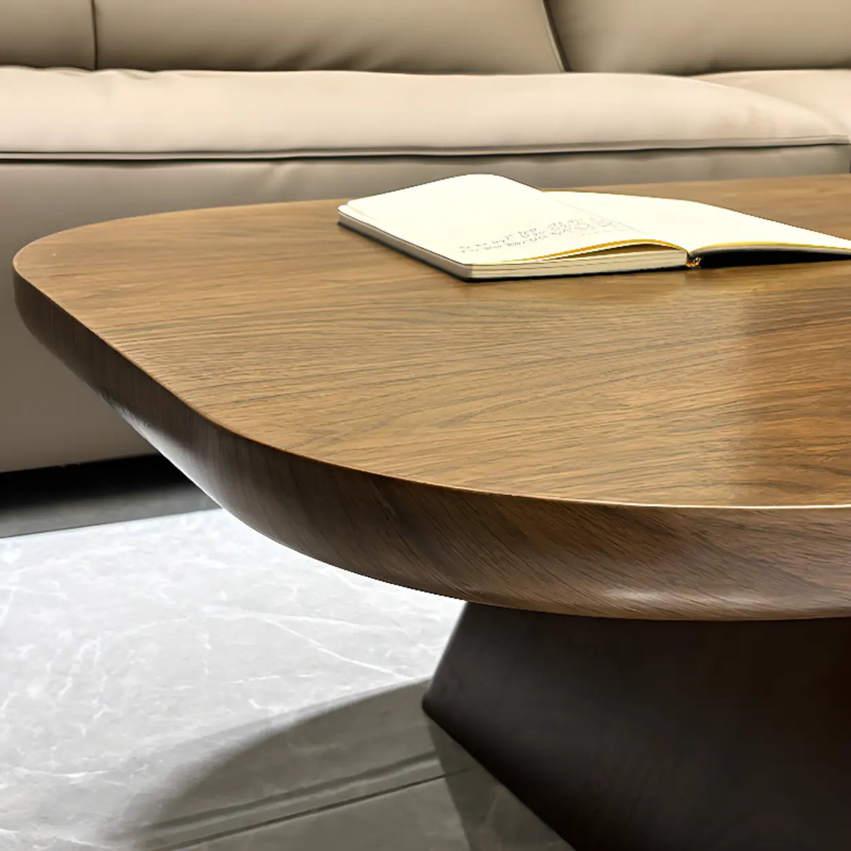 Beige Wood Rectangular Nesting Coffee Table with Drawer Image - 14