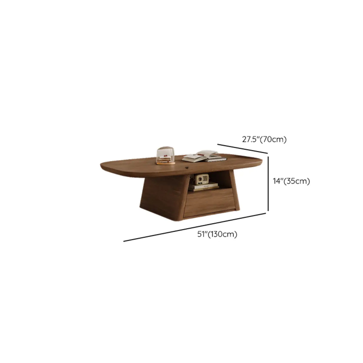 Beige Wood Rectangular Nesting Coffee Table with Drawer Image - 19