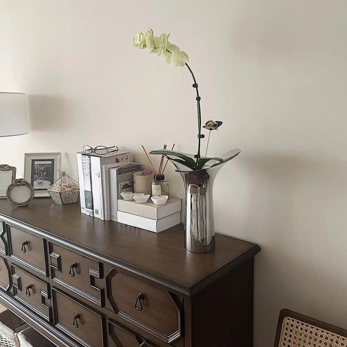 Birch Wood Dark Finish Storage Floor Shelf Console Table Image - 12