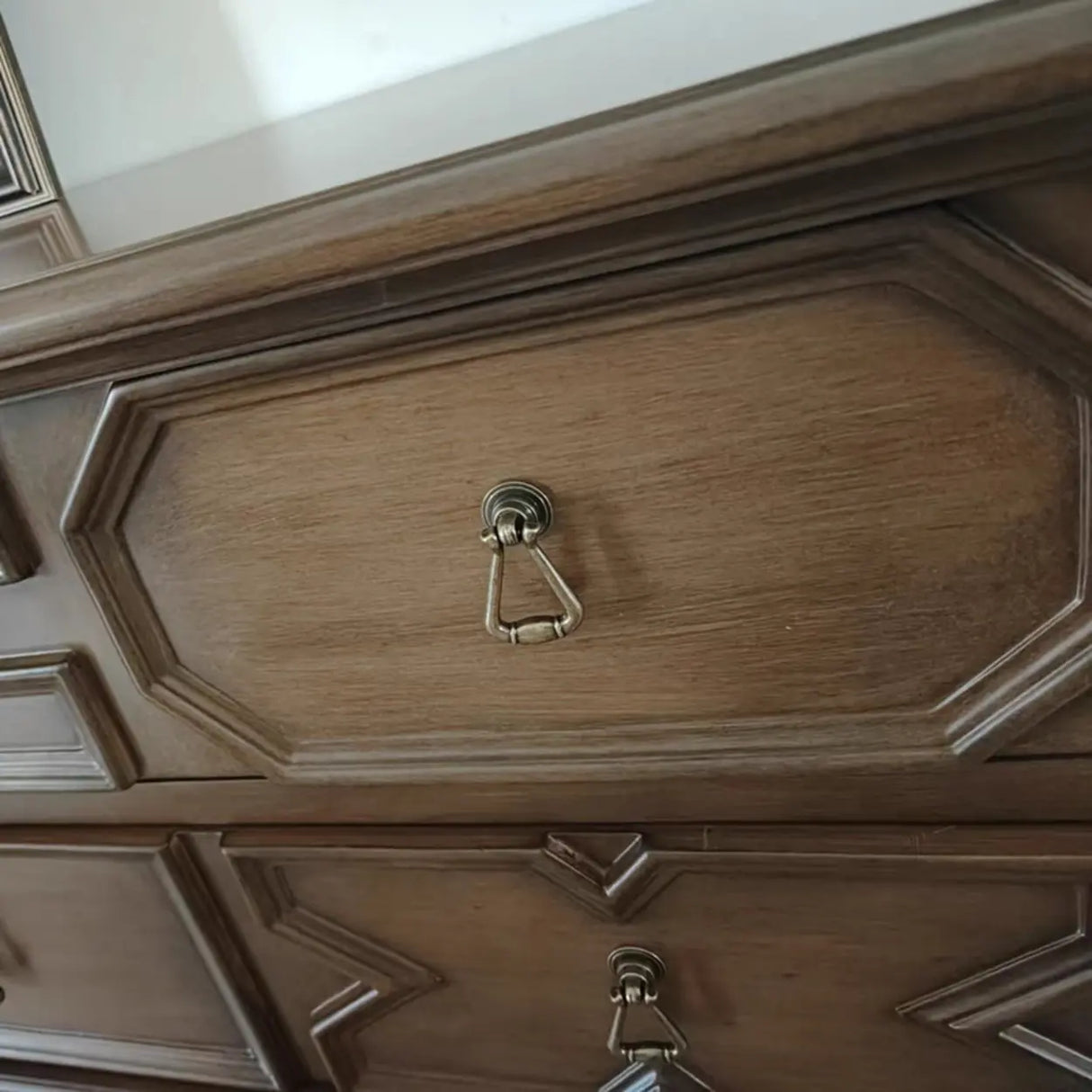 Birch Wood Dark Finish Storage Floor Shelf Console Table Image - 3