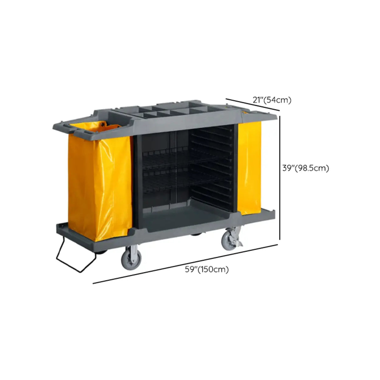 Black Adjustable Shelves Utility Cart with Lid and Bin