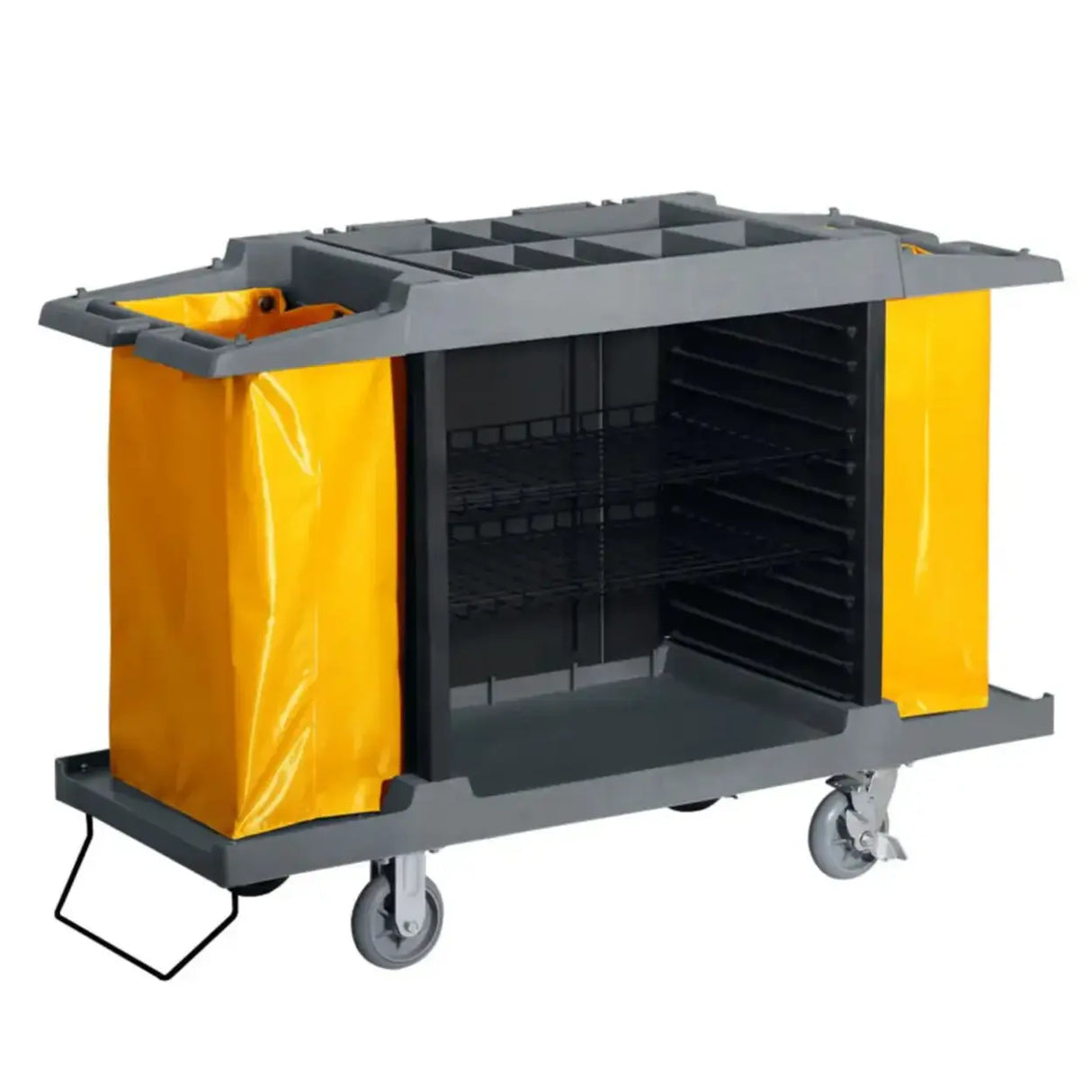 Black Adjustable Shelves Utility Cart with Lid and Bin Image - 2