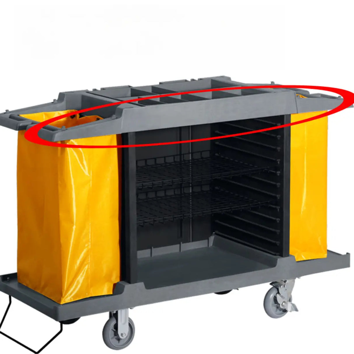 Black Adjustable Shelves Utility Cart with Lid and Bin Image - 6