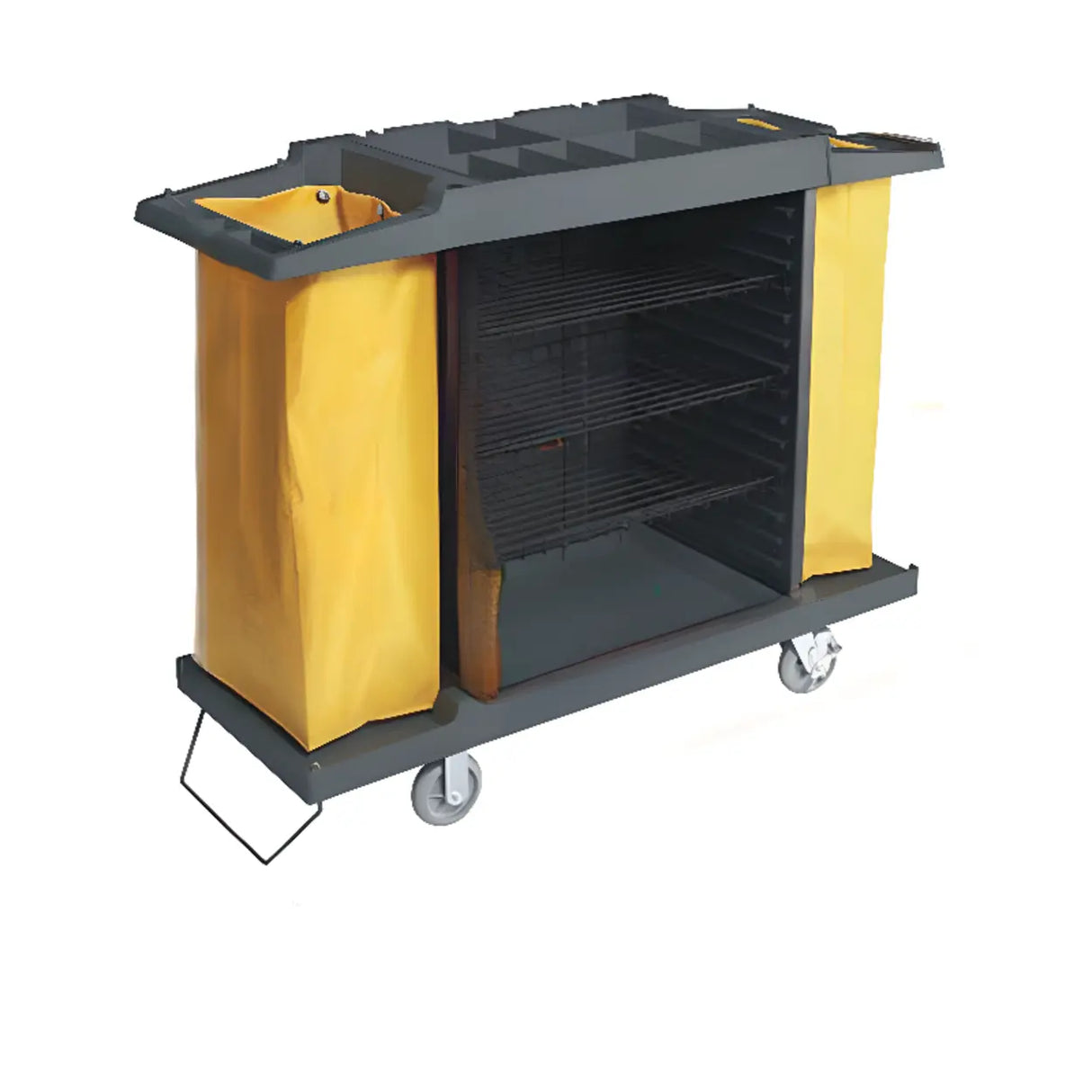Black Adjustable Shelves Utility Cart with Lid and Bin Image - 10