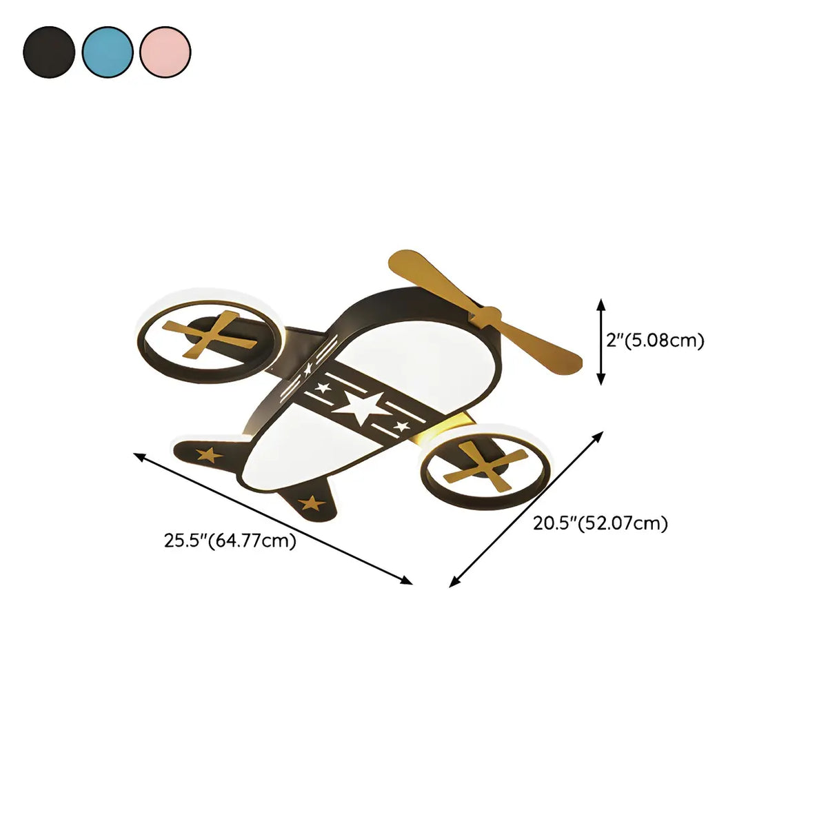 Black Airplane Flush Mount Ceiling Light Kids Room