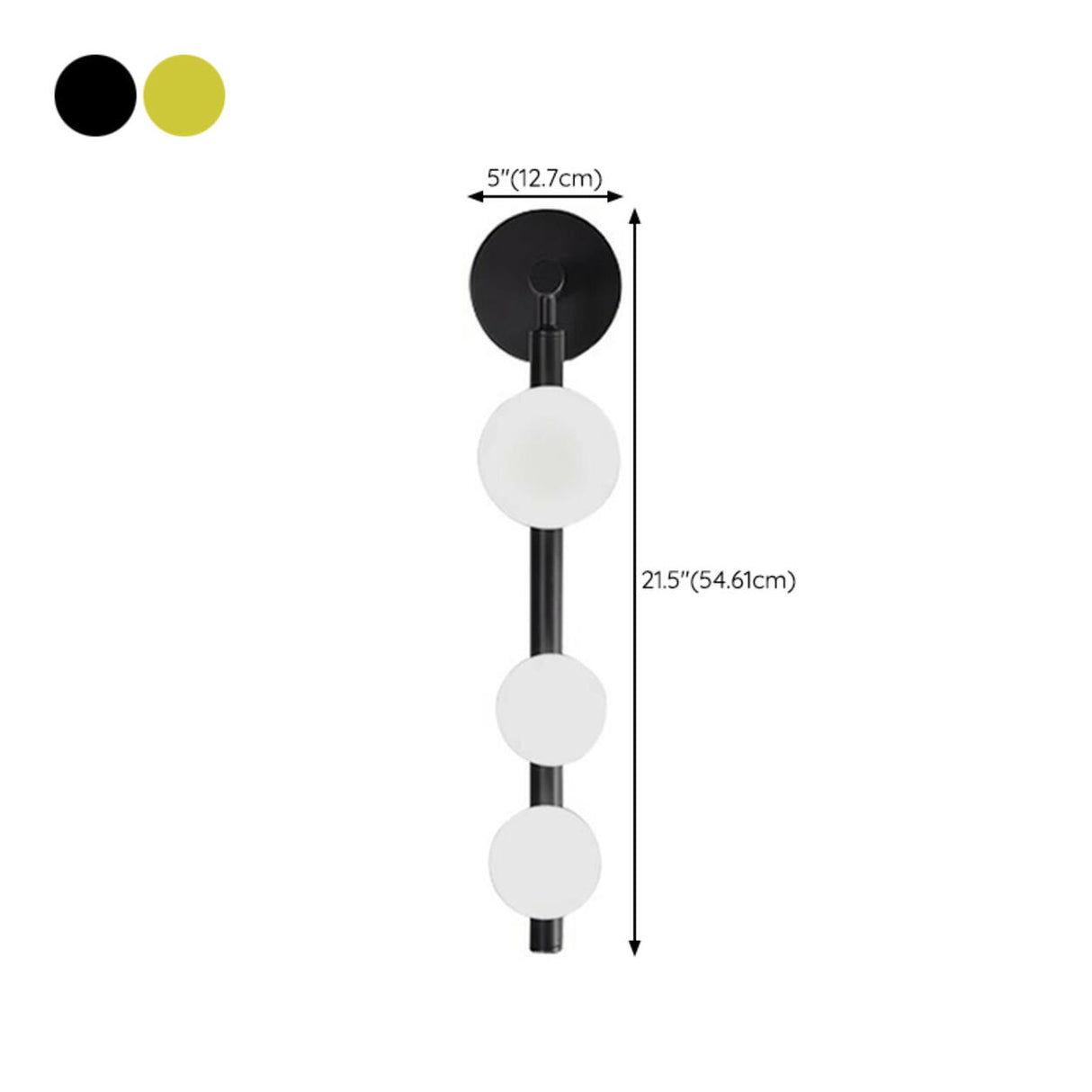 Black and Gold Vertical String Globe LED Wall Sconce