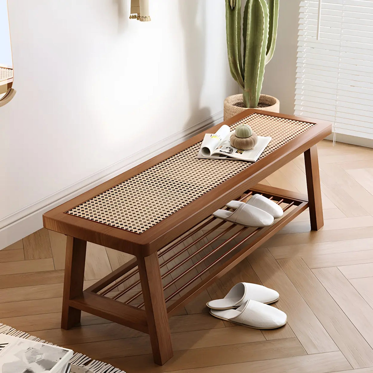 Black Bedroom Bench with Shoe Storage Image - 13