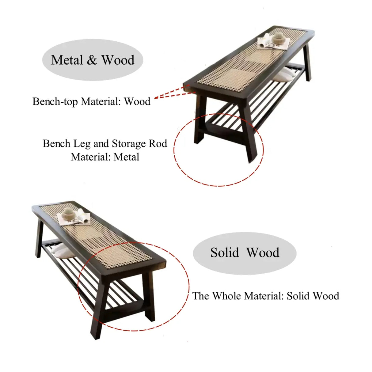 Black Bedroom Bench with Shoe Storage Image - 2