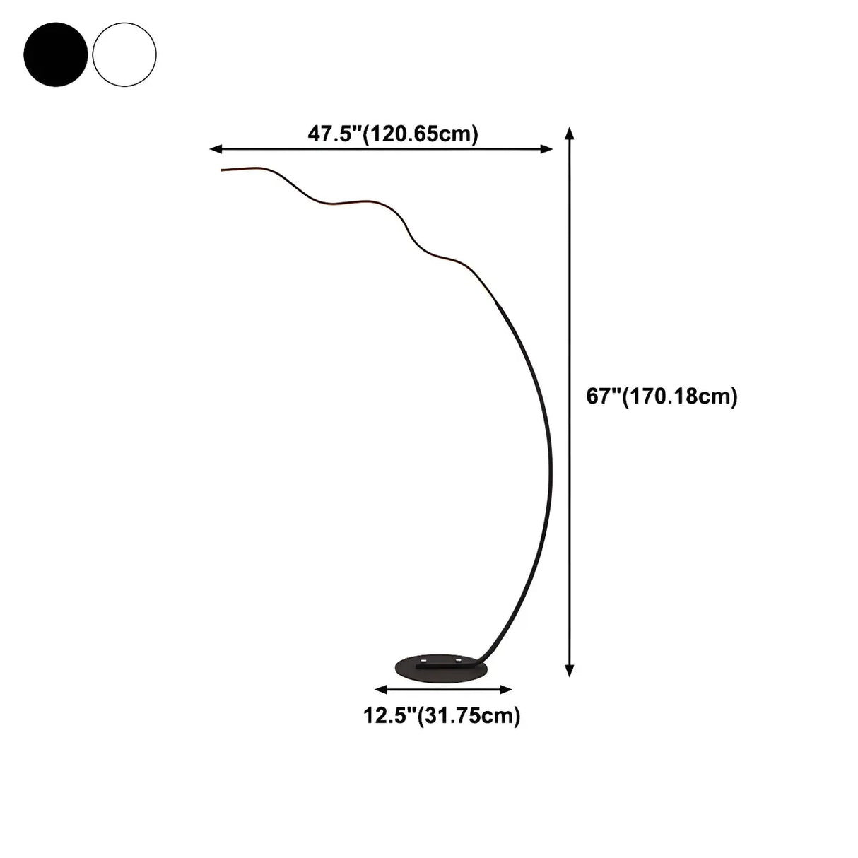 Black Bedside Modern Curved Metal LED Floor Lamp