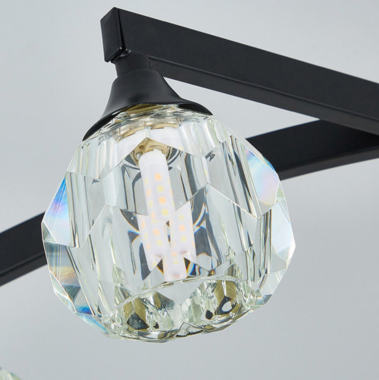 Black Branch Crystal Semi-Flush Mount Light 7-Light Image - 12