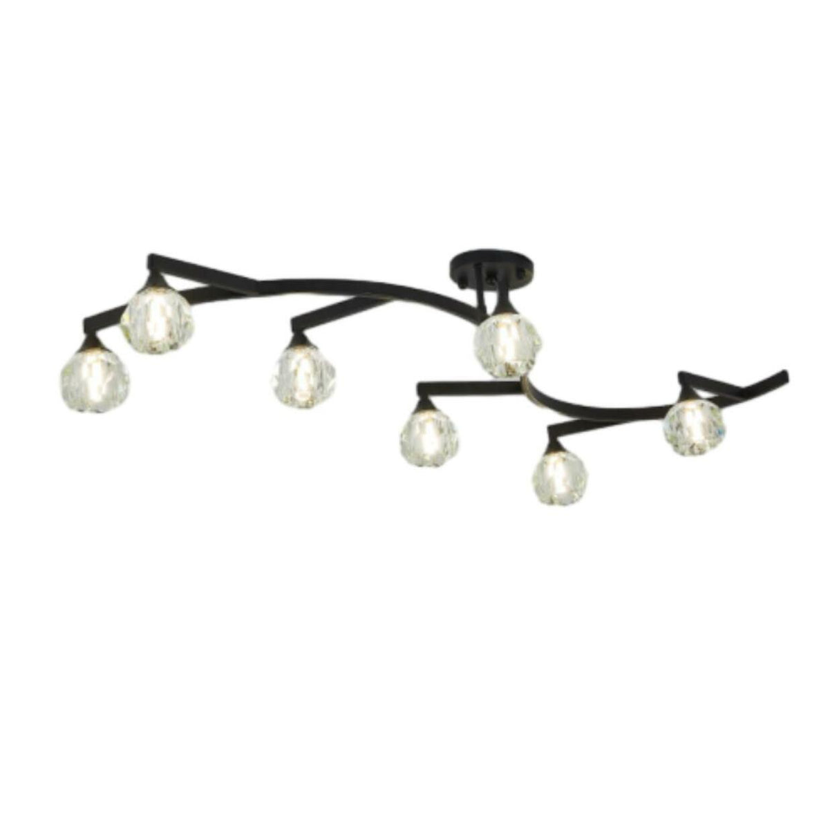 Black Branch Crystal Semi-Flush Mount Light 7-Light Image - 5