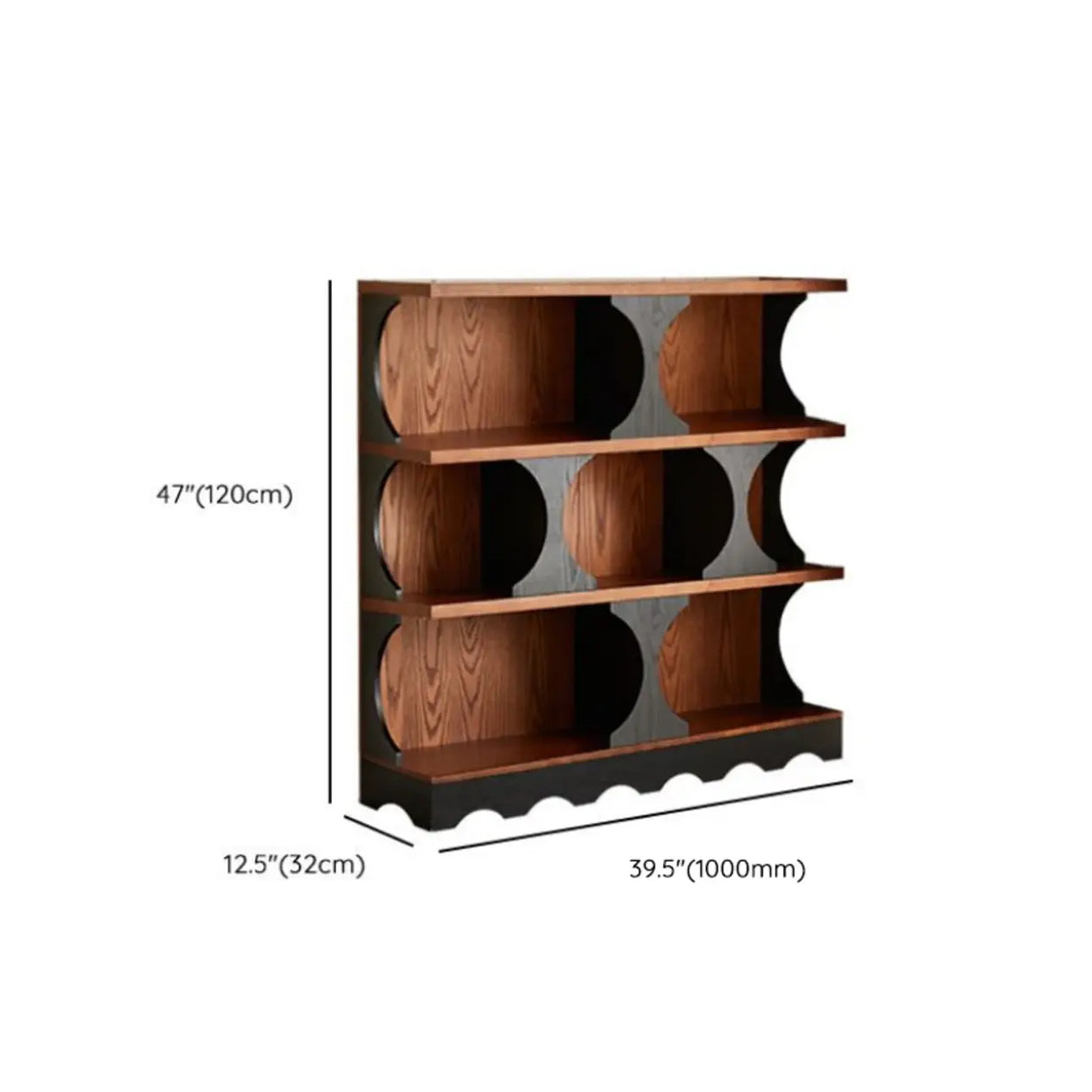 Black Brown Artistic Circular Open-Back Wide Bookcase Image - 10