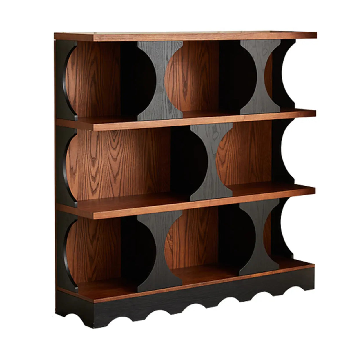 Black Brown Artistic Circular Open-Back Wide Bookcase Image - 3