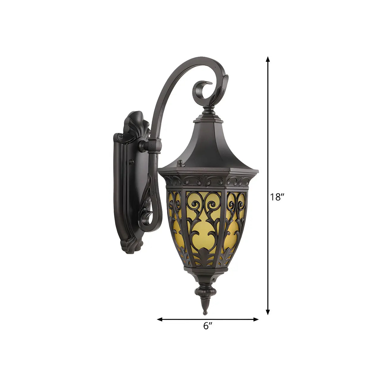 Black Classic Metal External LED Wall Lantern Light