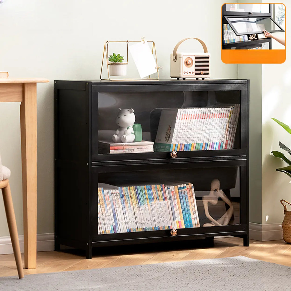 Black Closed Back Wood Vertical Organizer Bookcase Image - 11