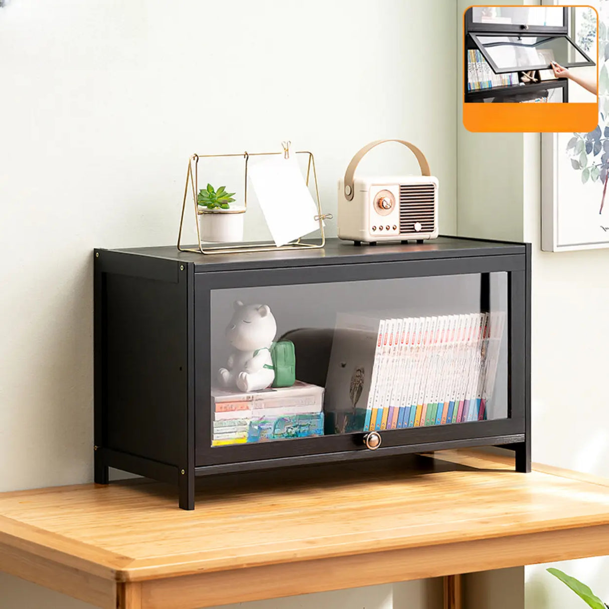 Black Closed Back Wood Vertical Organizer Bookcase Image - 12