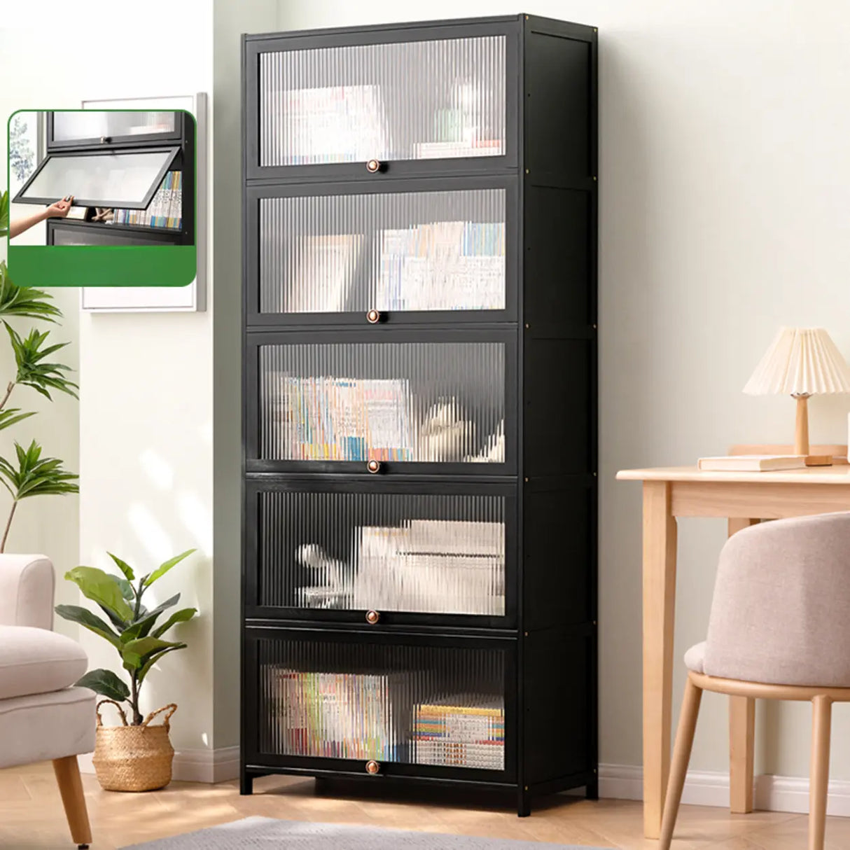 Black Closed Back Wood Vertical Organizer Bookcase Image - 13