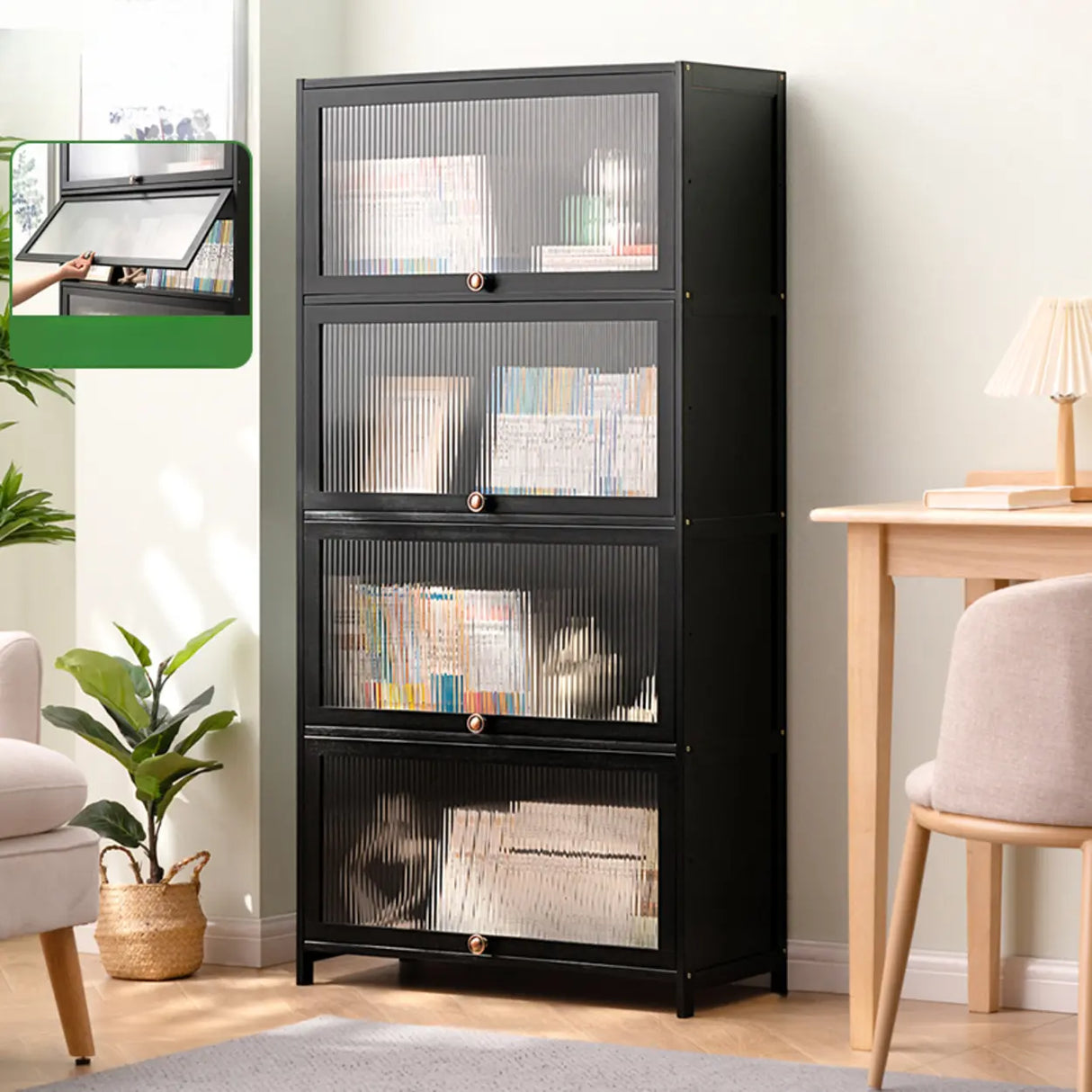 Black Closed Back Wood Vertical Organizer Bookcase Image - 14