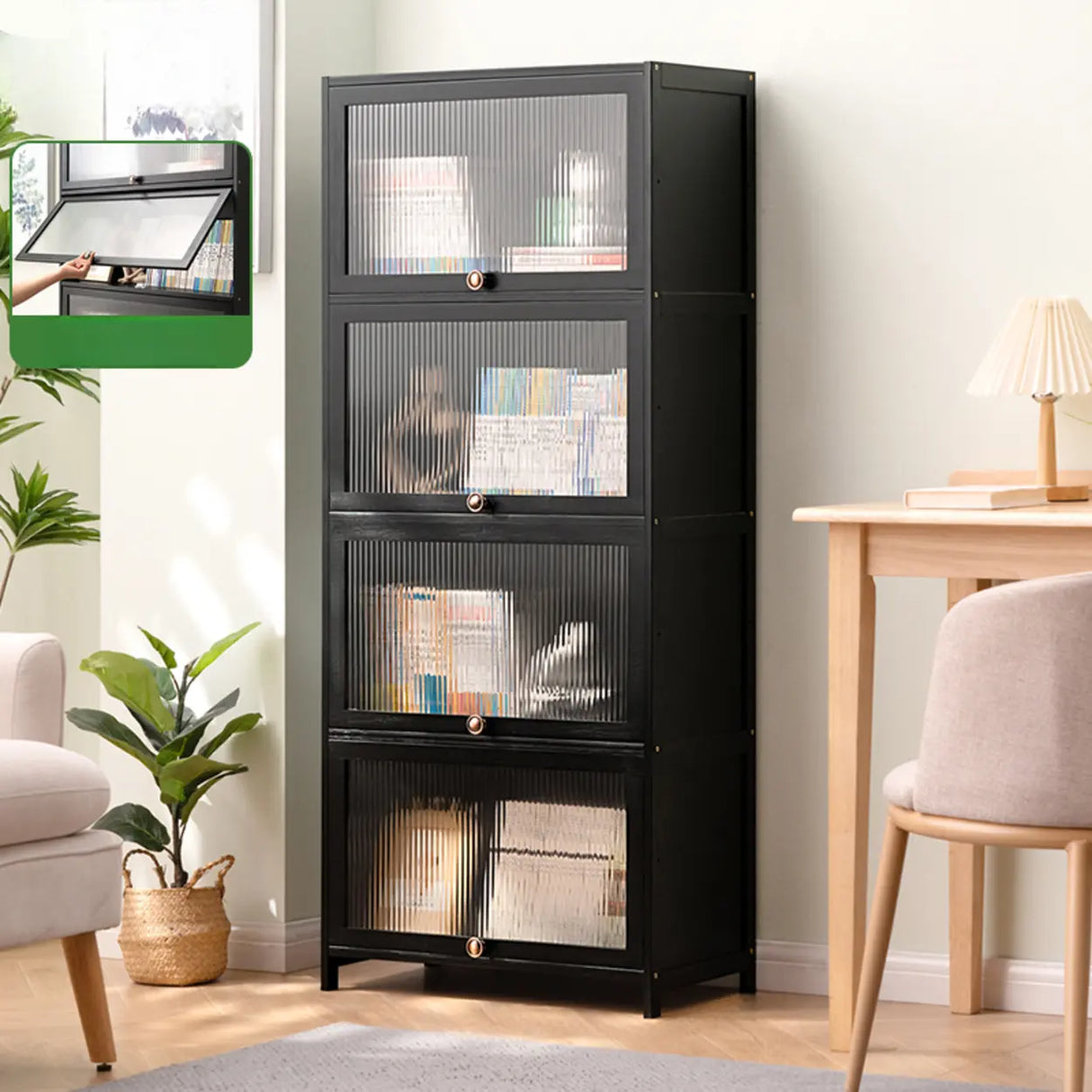 Black Closed Back Wood Vertical Organizer Bookcase Image - 15