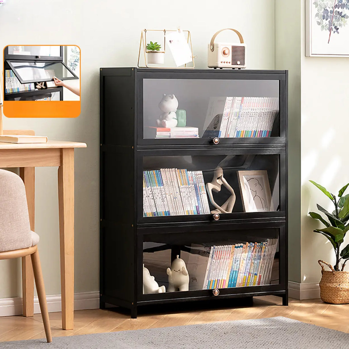 Black Closed Back Wood Vertical Organizer Bookcase Image - 18