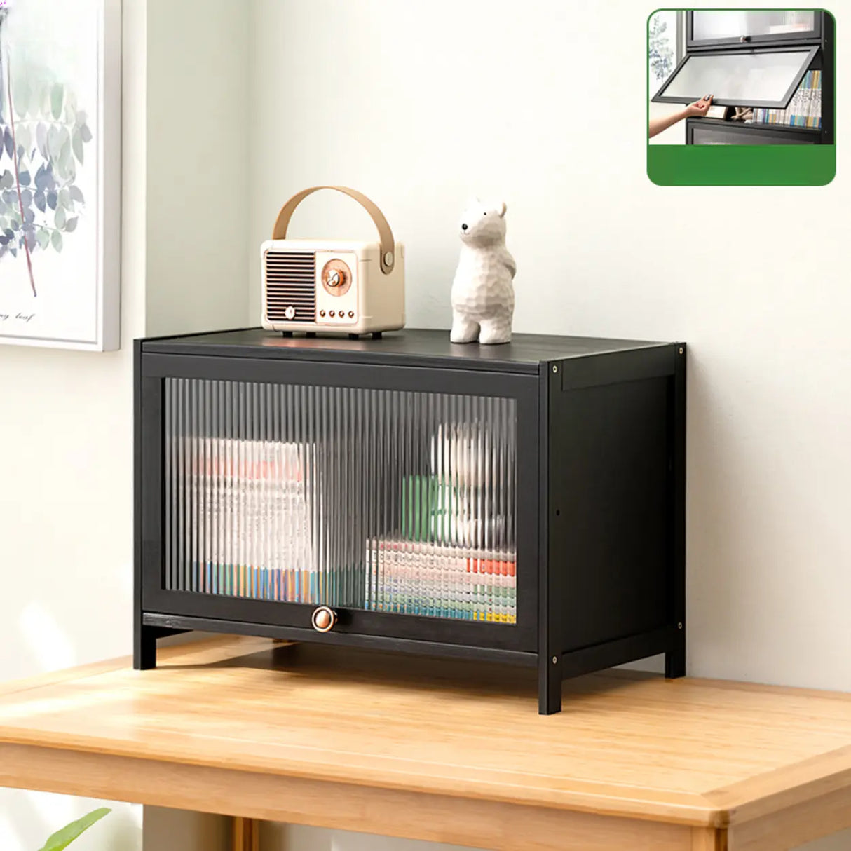 Black Closed Back Wood Vertical Organizer Bookcase Image - 20