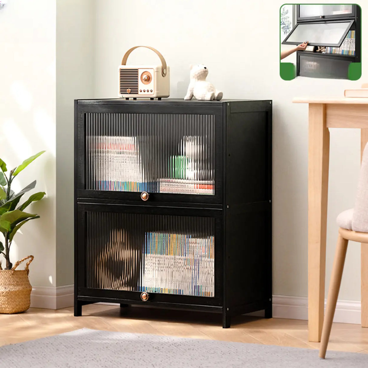 Black Closed Back Wood Vertical Organizer Bookcase Image - 21