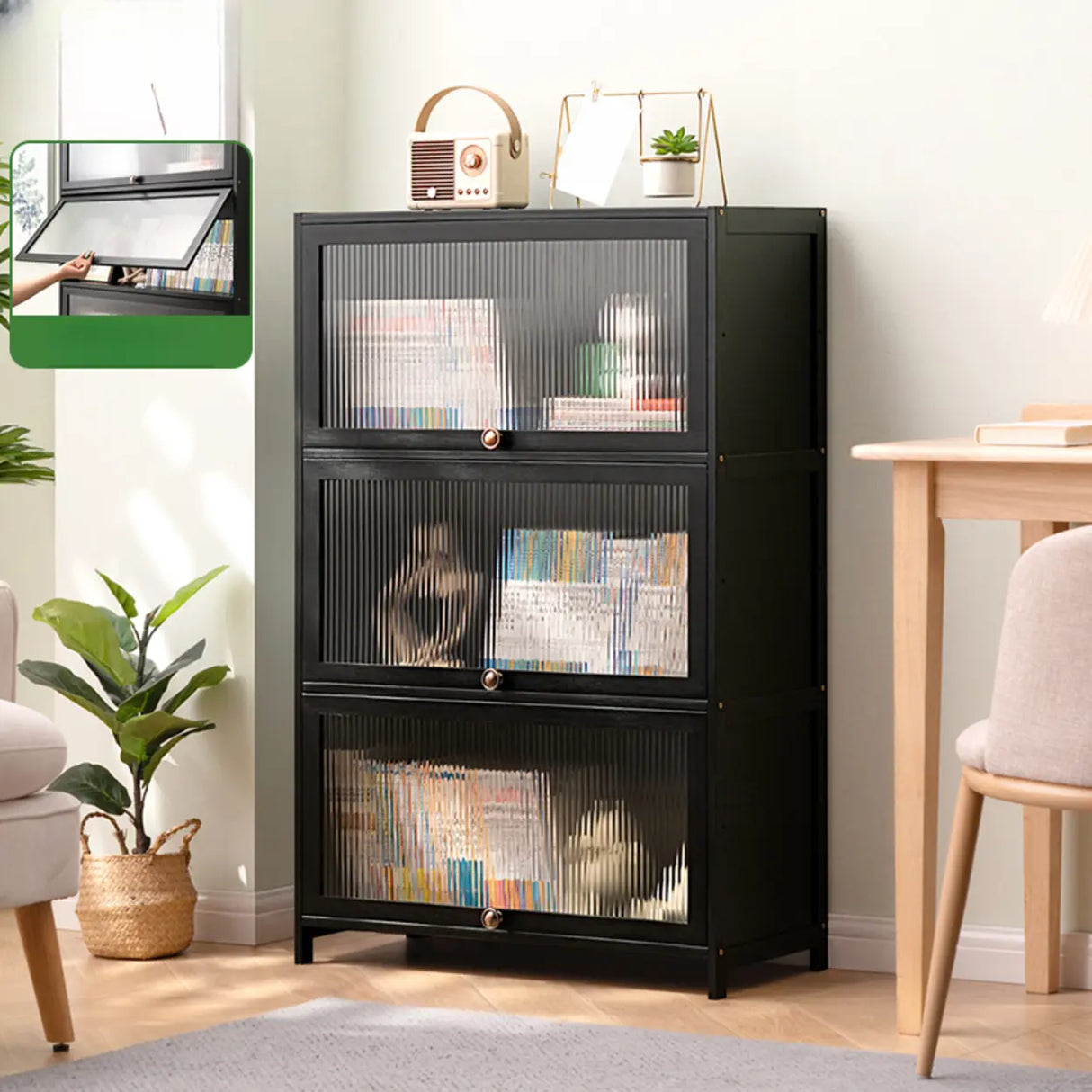 Black Closed Back Wood Vertical Organizer Bookcase Image - 22