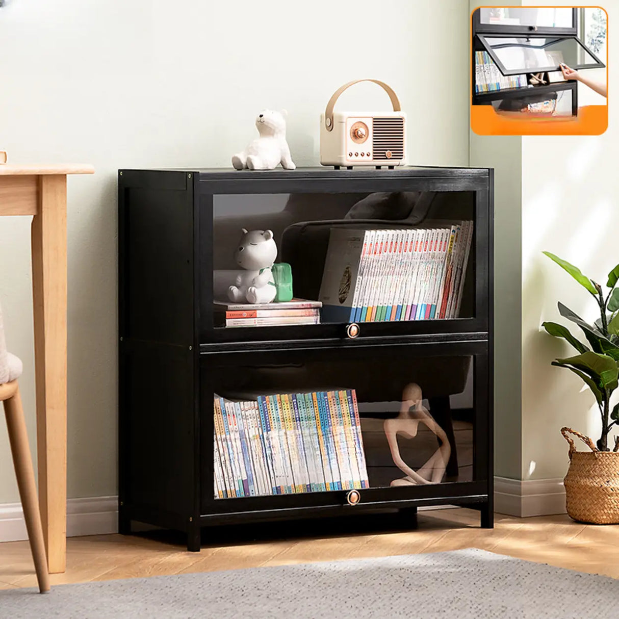 Black Closed Back Wood Vertical Organizer Bookcase Image - 25